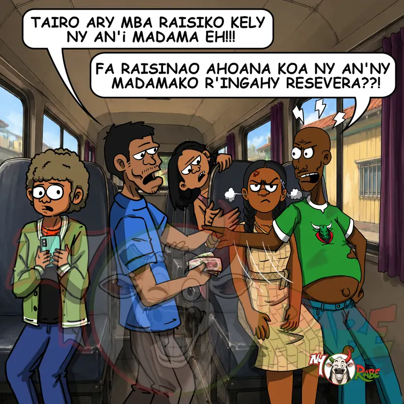 Ny Rabe: a squabble on a packed bus over who pays the fare