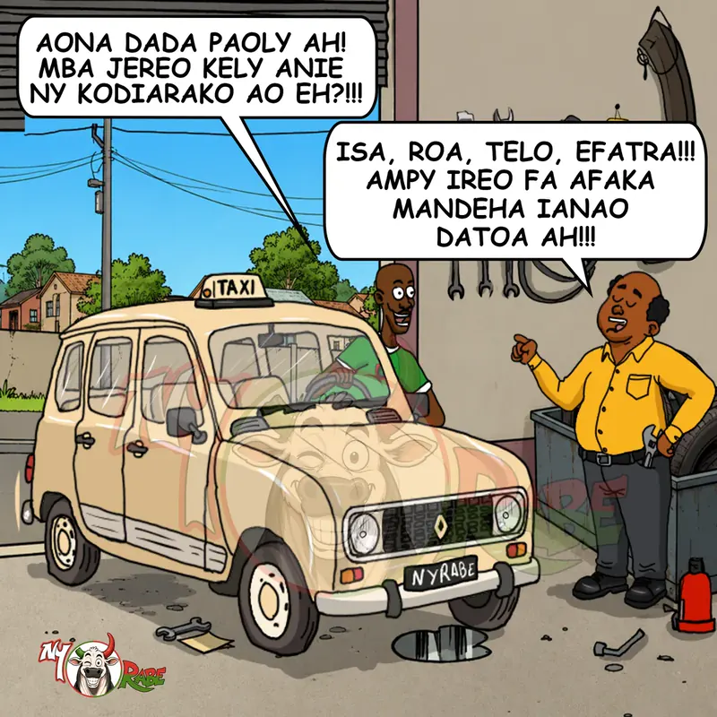Ny Rabe: Datoa gets his tyres checked at the garage